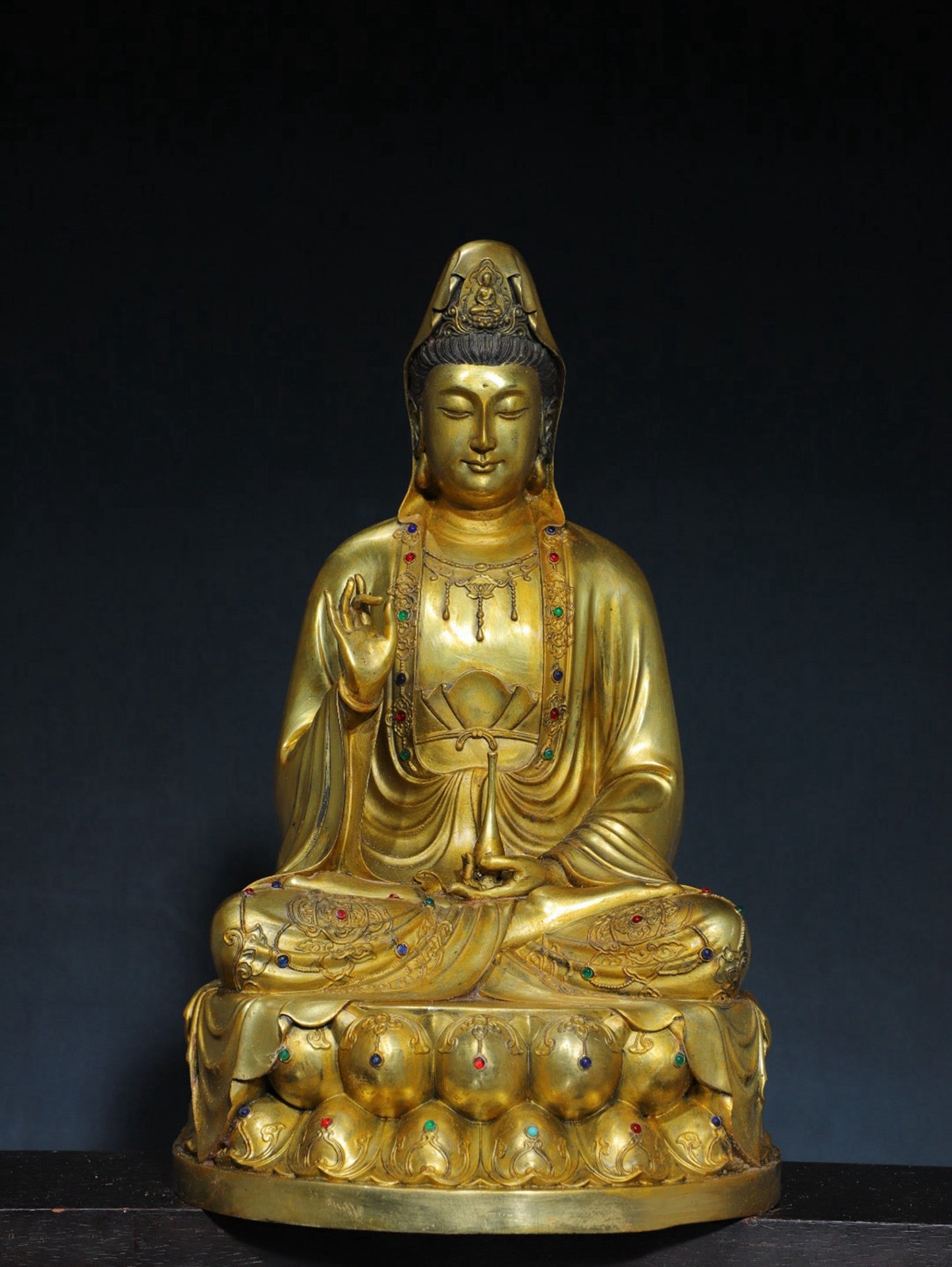 Chinese antique pure copper Guanyin Buddha statue