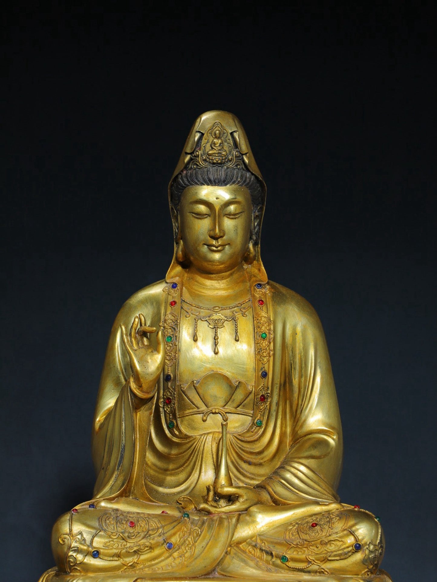 Chinese antique pure copper Guanyin Buddha statue