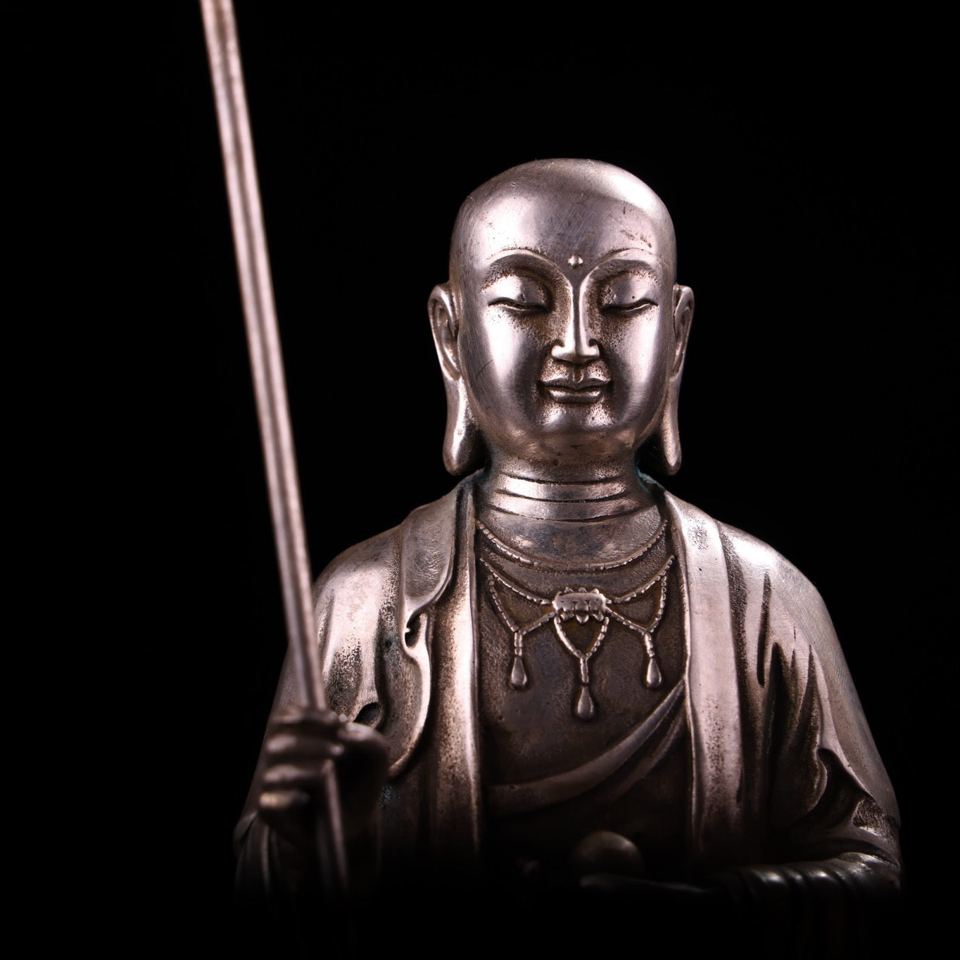 Chinese Antique Pure Copper All Copper Earth Treasure King Bodhisattva