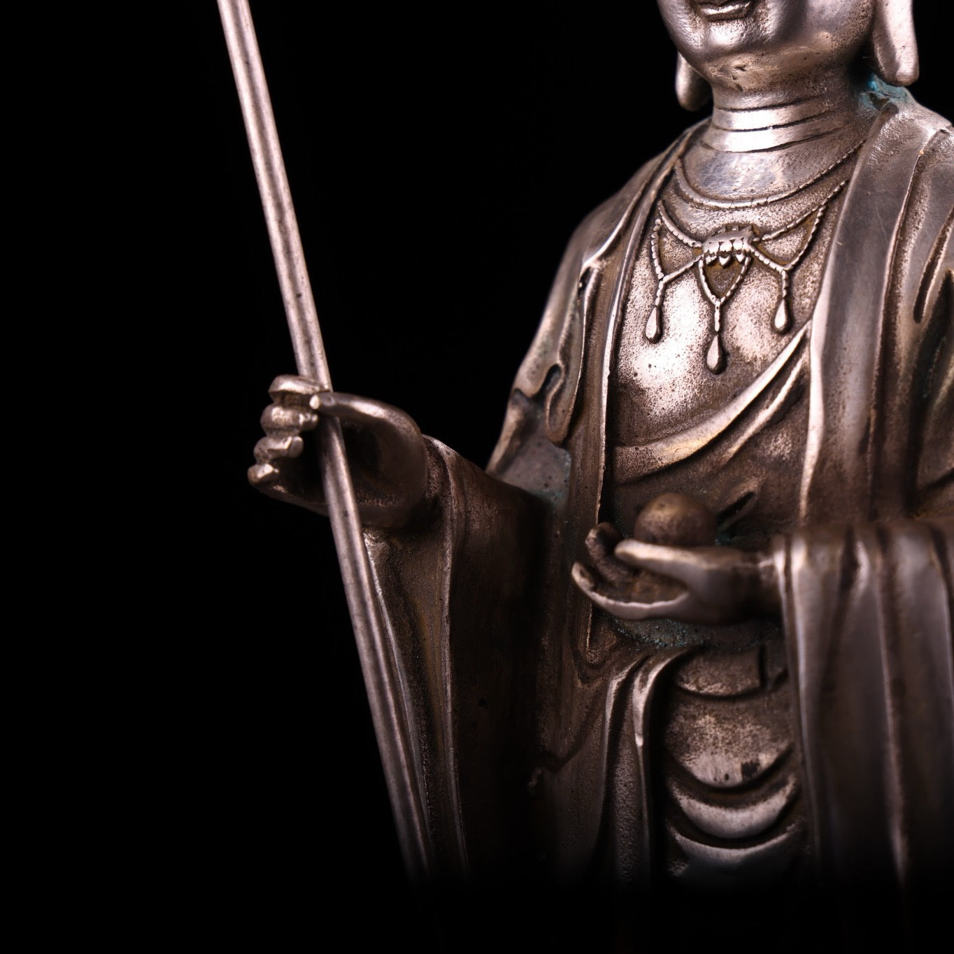 Chinese Antique Pure Copper All Copper Earth Treasure King Bodhisattva