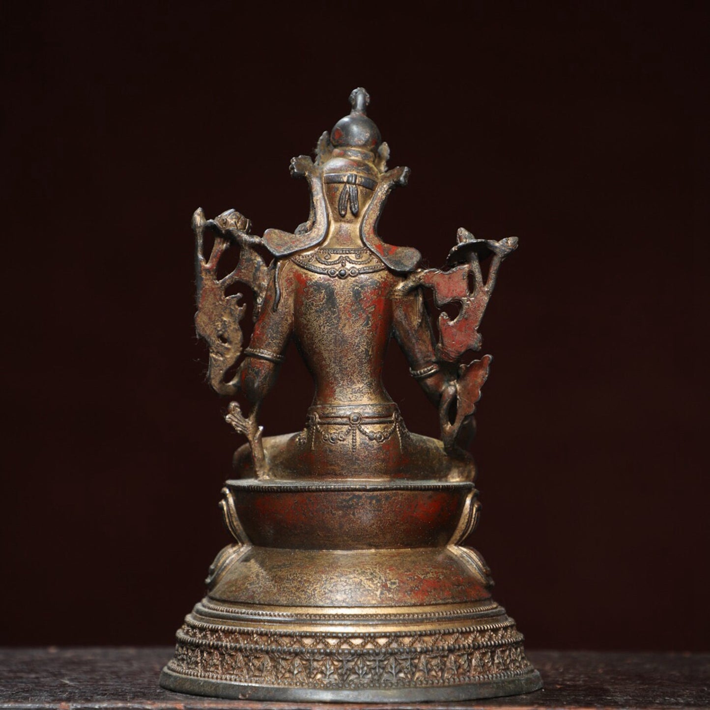 Chinese antique pure copper statue of 'Green Tara'
