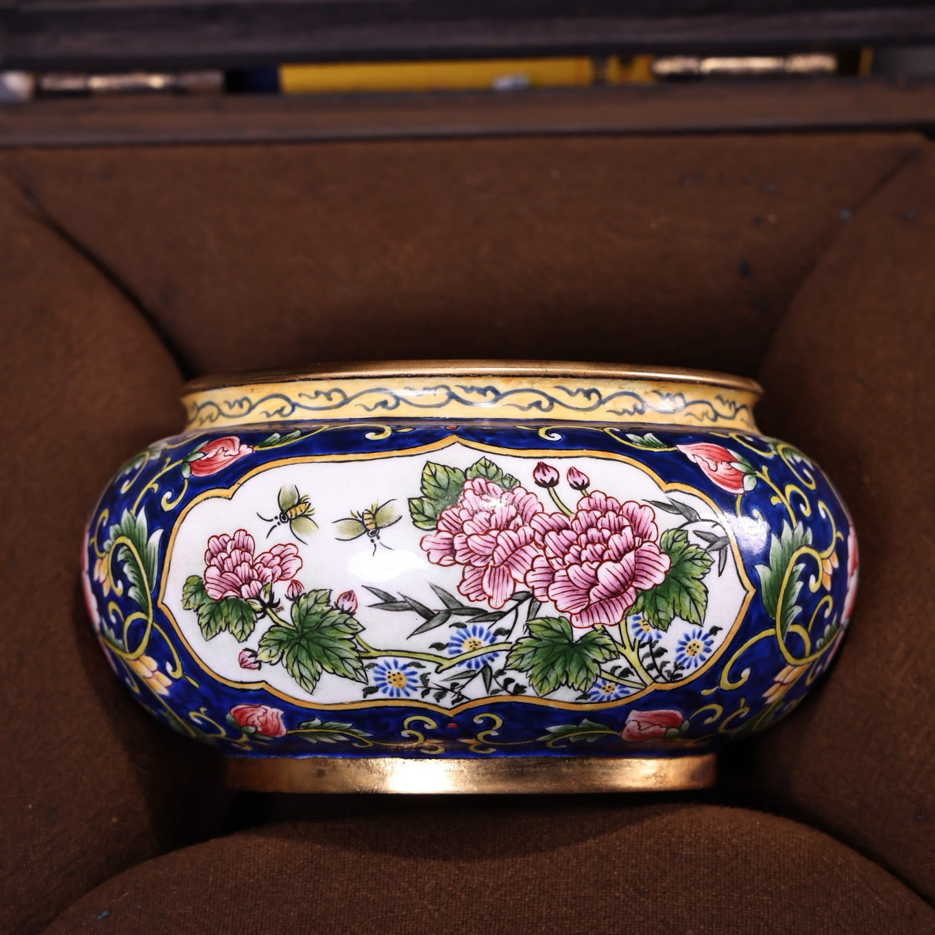 Chinese Antique Pure Copper Body Pure Hand Painted Enamel Color Pen Wash