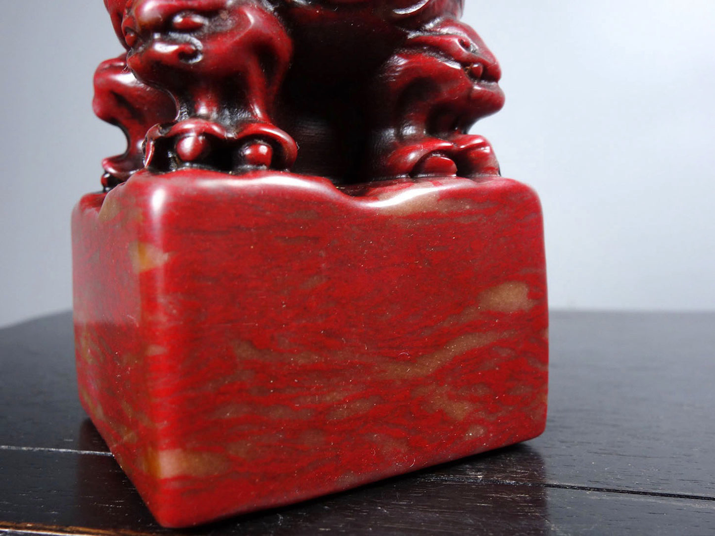 Chinese antique chicken blood stone finely carved auspicious beasts, attracting wealth and warding off evil seals