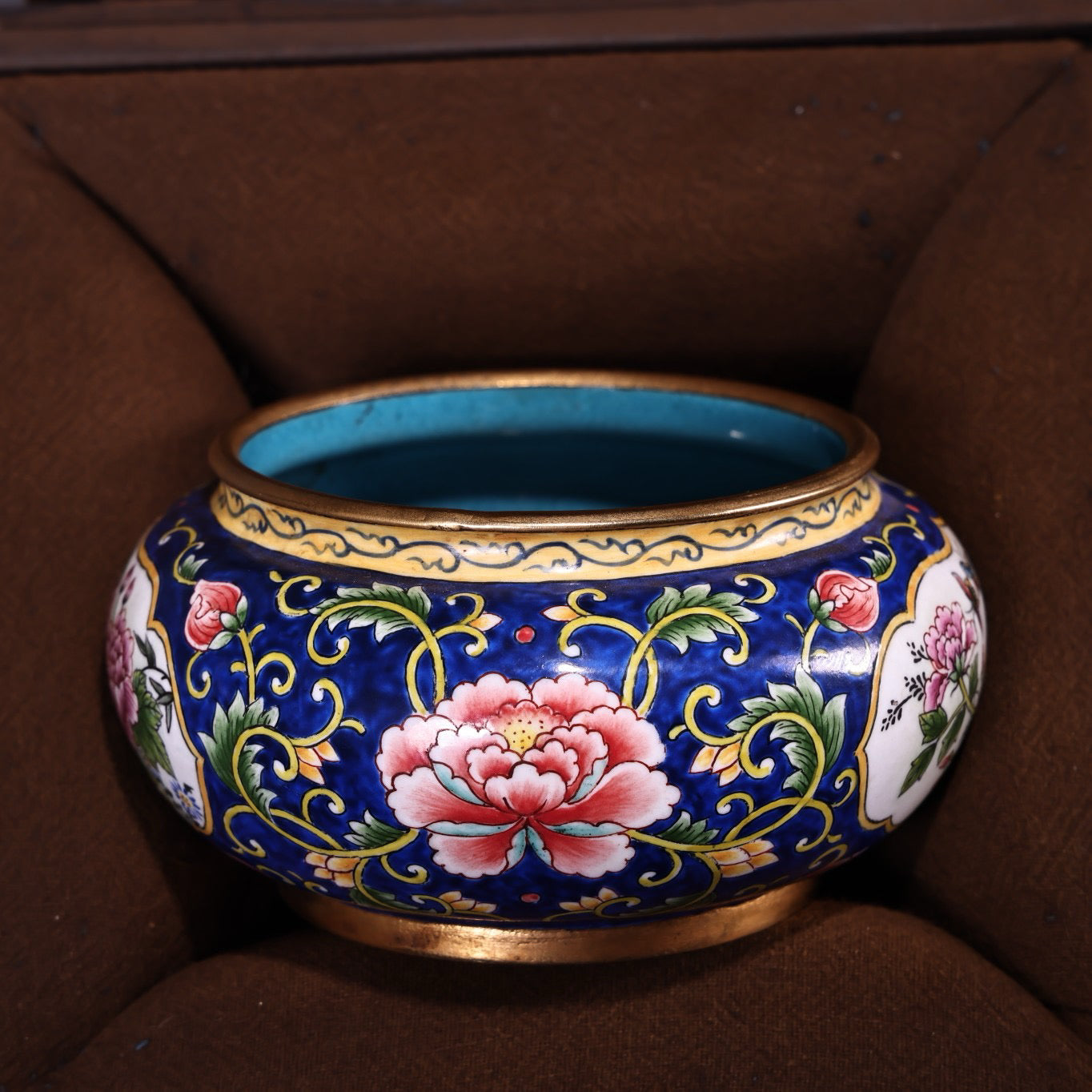 Chinese Antique Pure Copper Body Pure Hand Painted Enamel Color Pen Wash