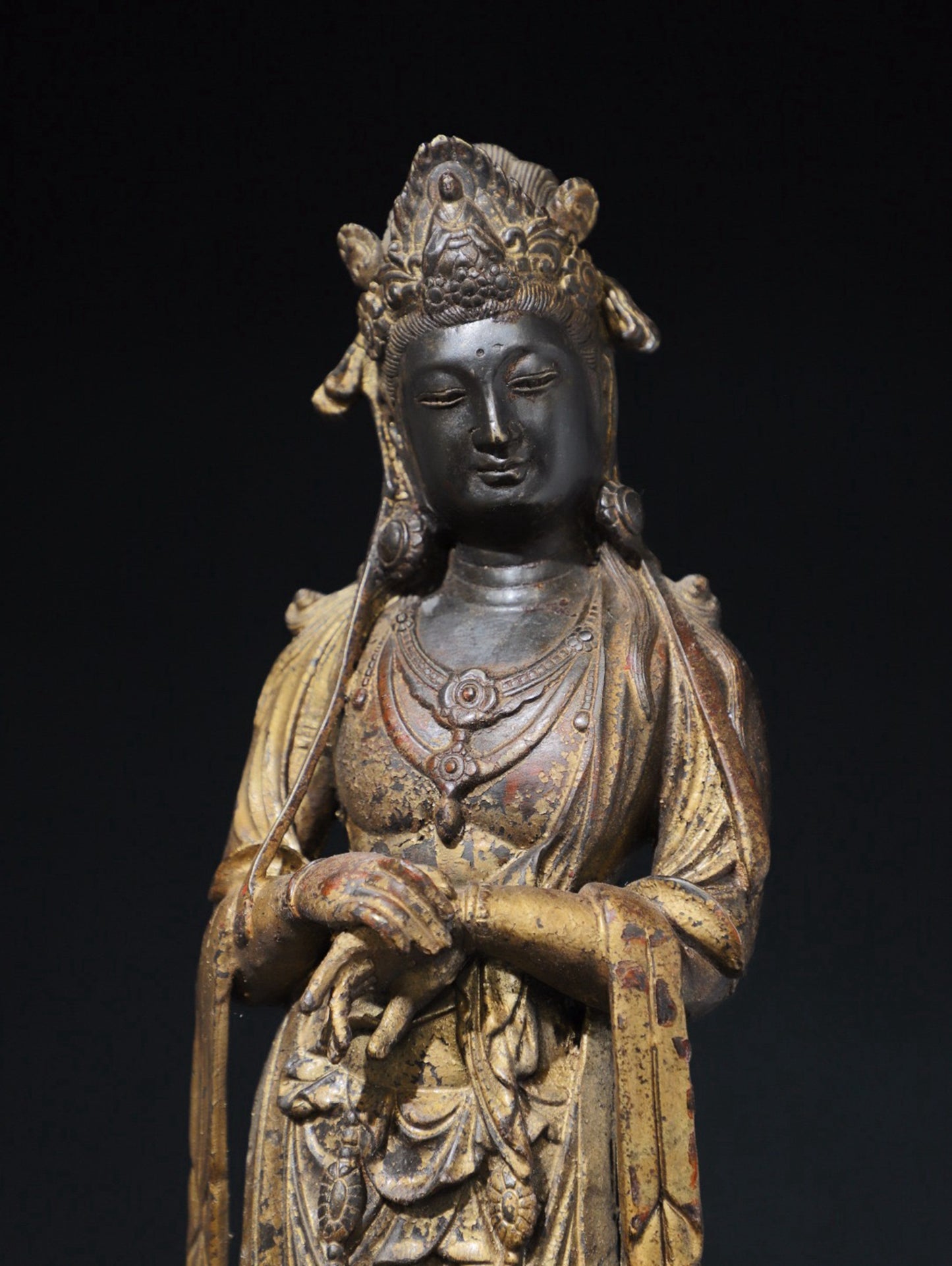 Chinese antique pure copper Guanyin Buddha statue