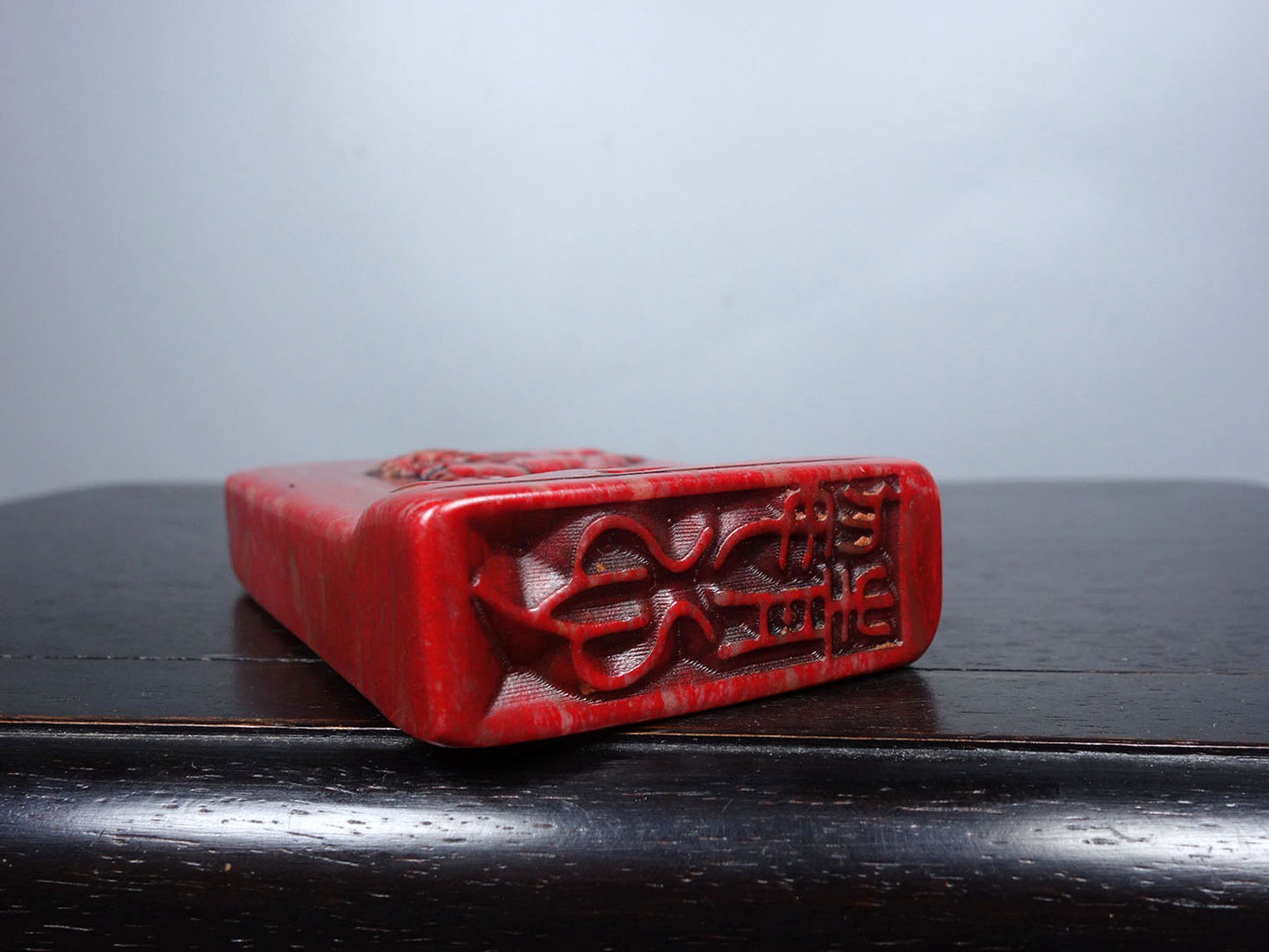 Chinese antique chicken blood stone finely carved Pixiu's seal for attracting wealth and warding off evil spirits