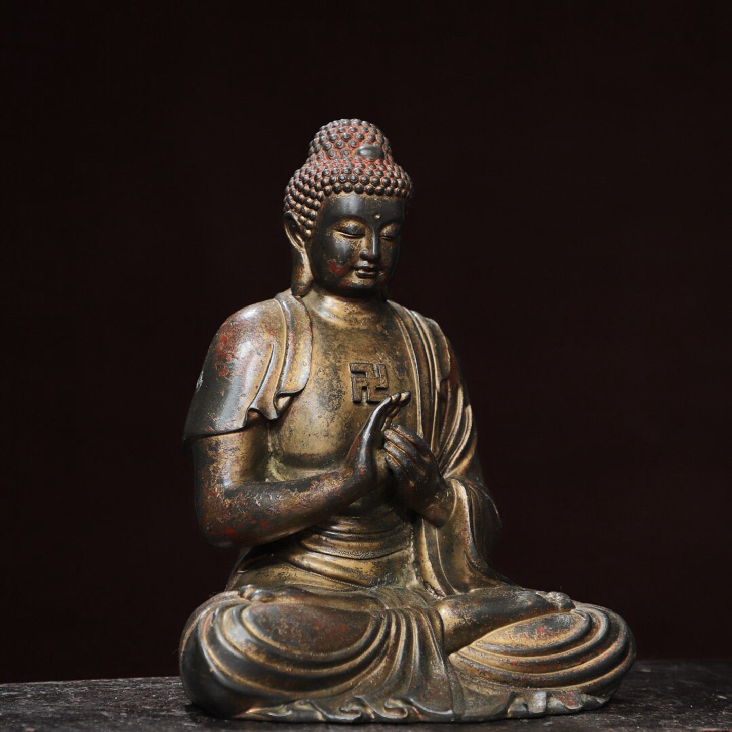 Chinese antique pure copper statue of the Great Sun Tathagata