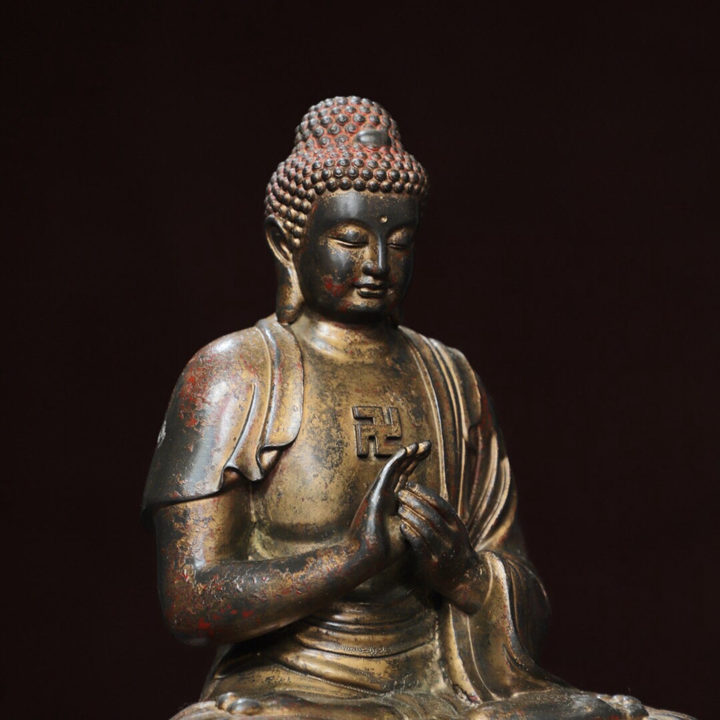 Chinese antique pure copper statue of the Great Sun Tathagata