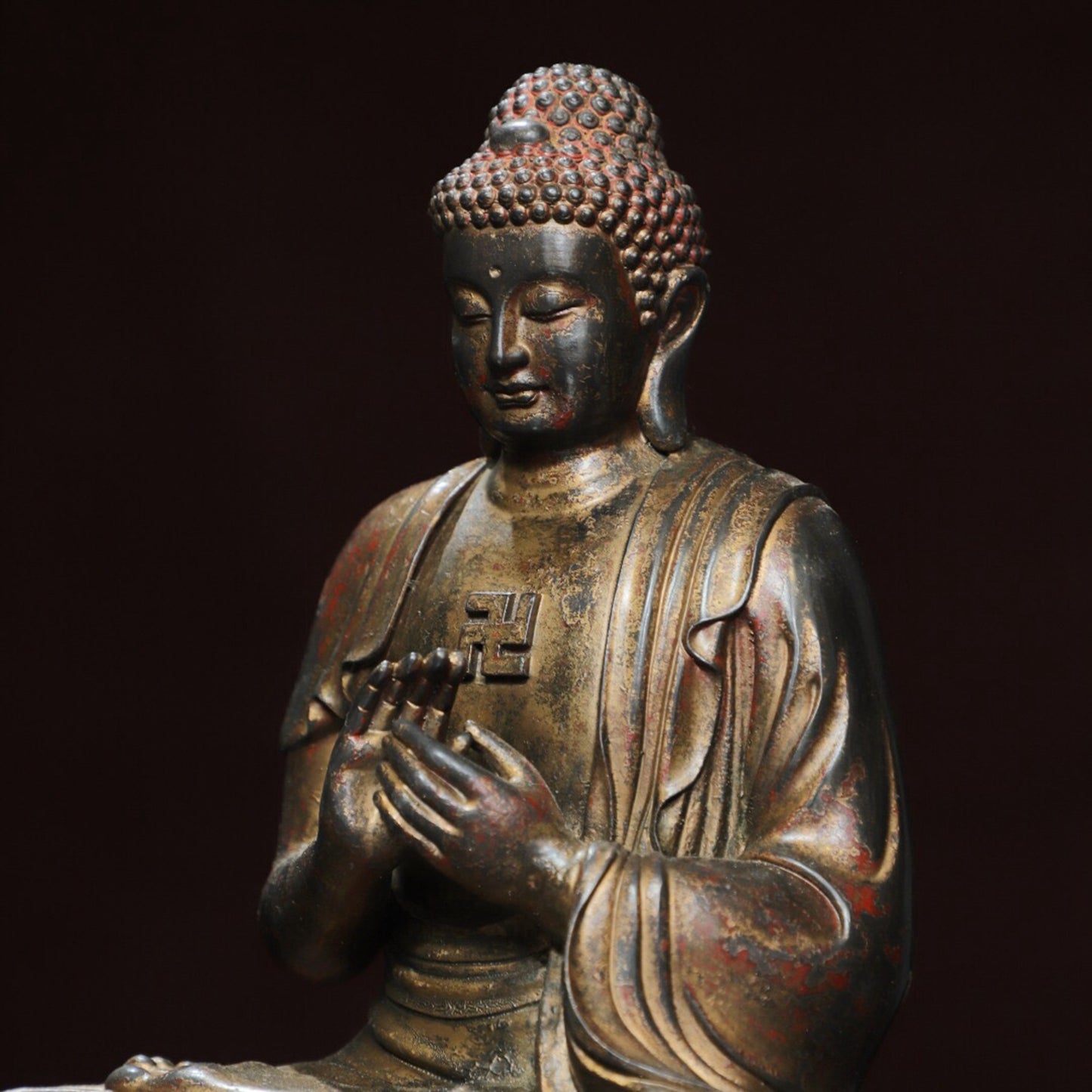Chinese antique pure copper statue of the Great Sun Tathagata
