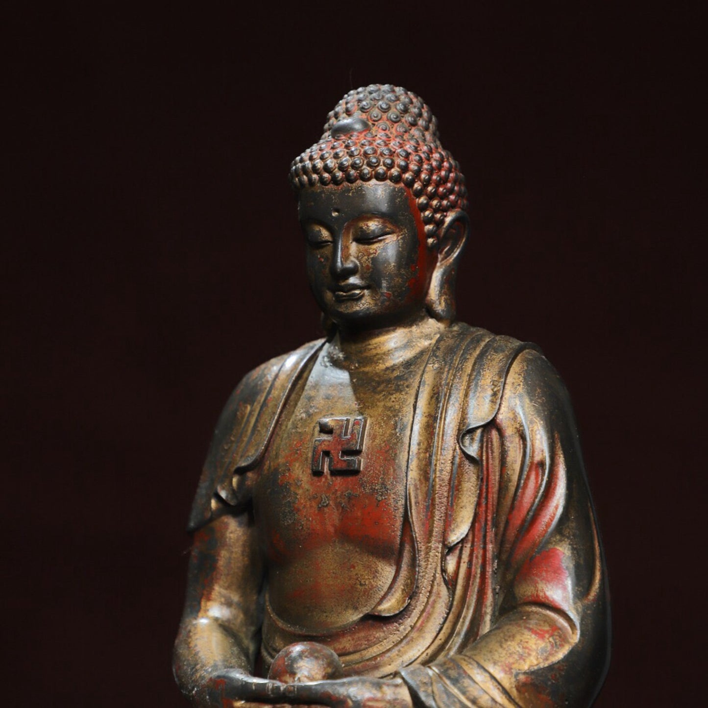 Chinese antique pure copper statue of Shakyamuni