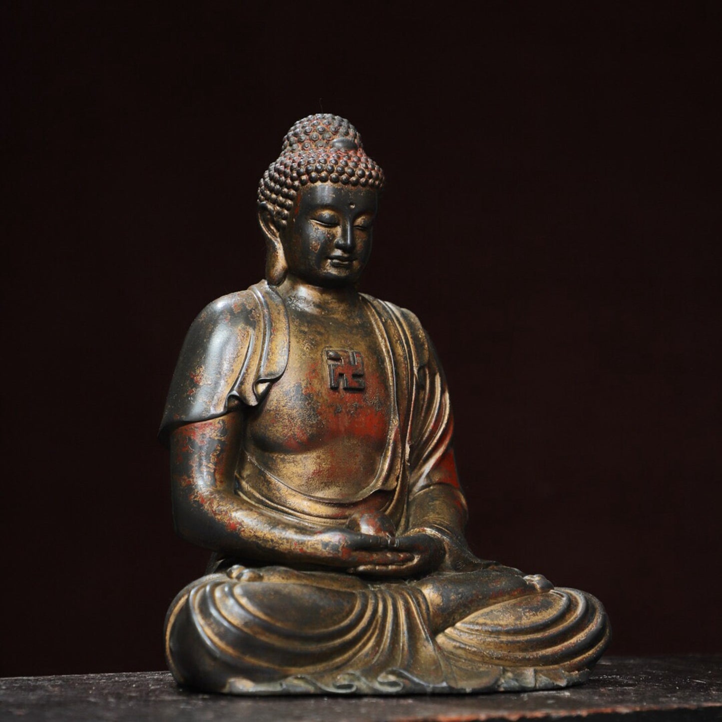 Chinese antique pure copper statue of Shakyamuni