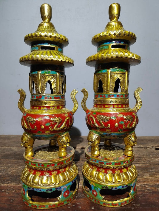 Pure copper cloisonn é three body tower furnace