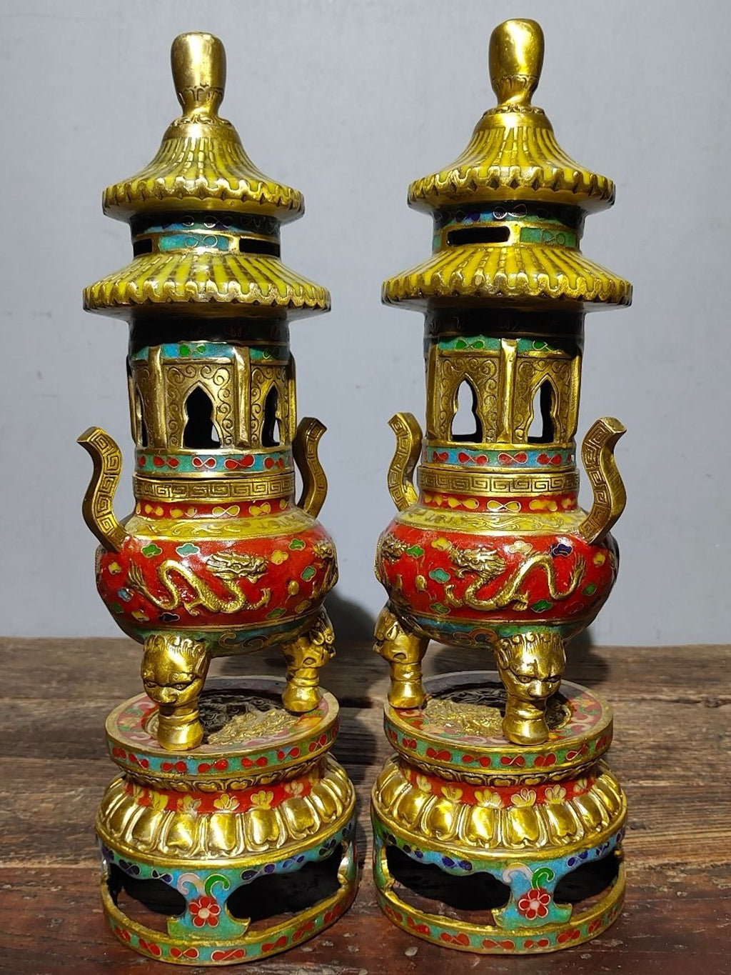 Pure copper cloisonn é three body tower furnace
