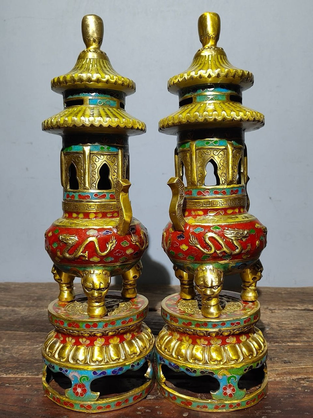 Pure copper cloisonn é three body tower furnace
