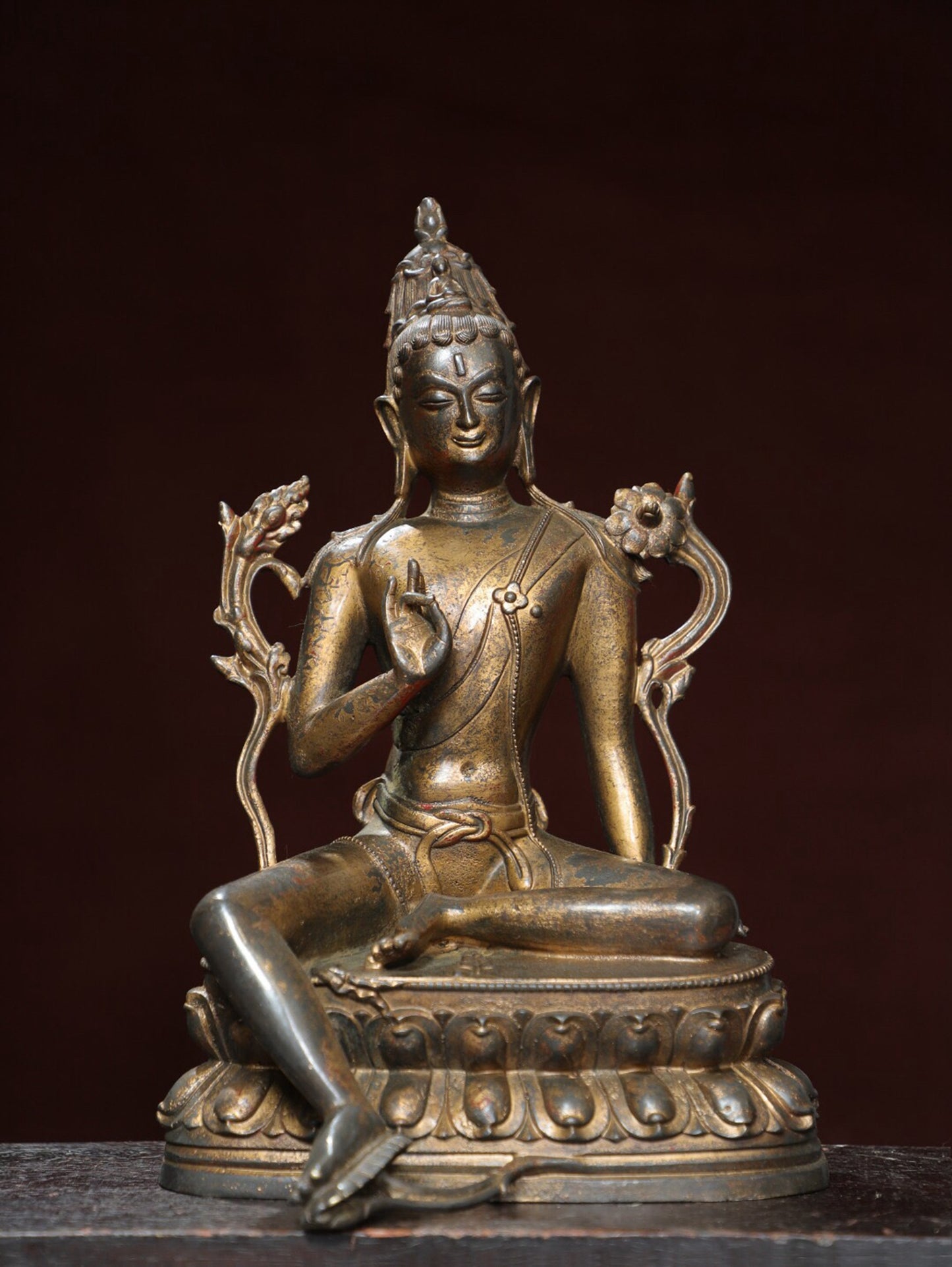Chinese antique pure copper statue of 'Green Tara'