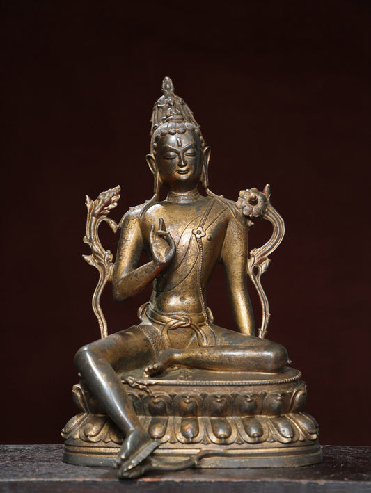 Chinese antique pure copper statue of 'Green Tara'