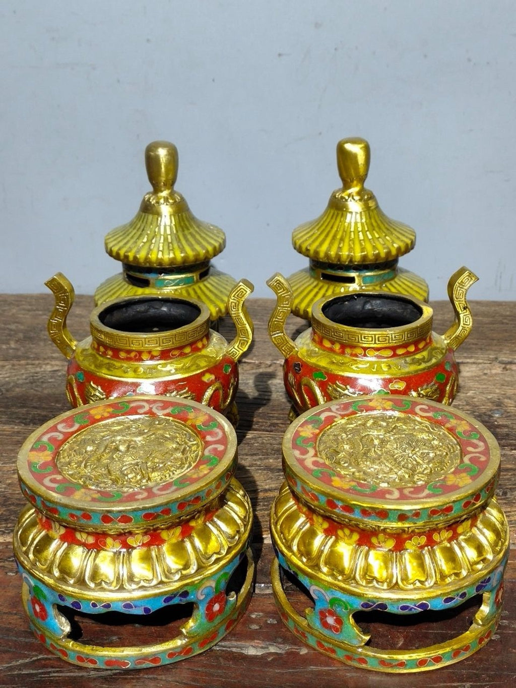 Pure copper cloisonn é three body tower furnace