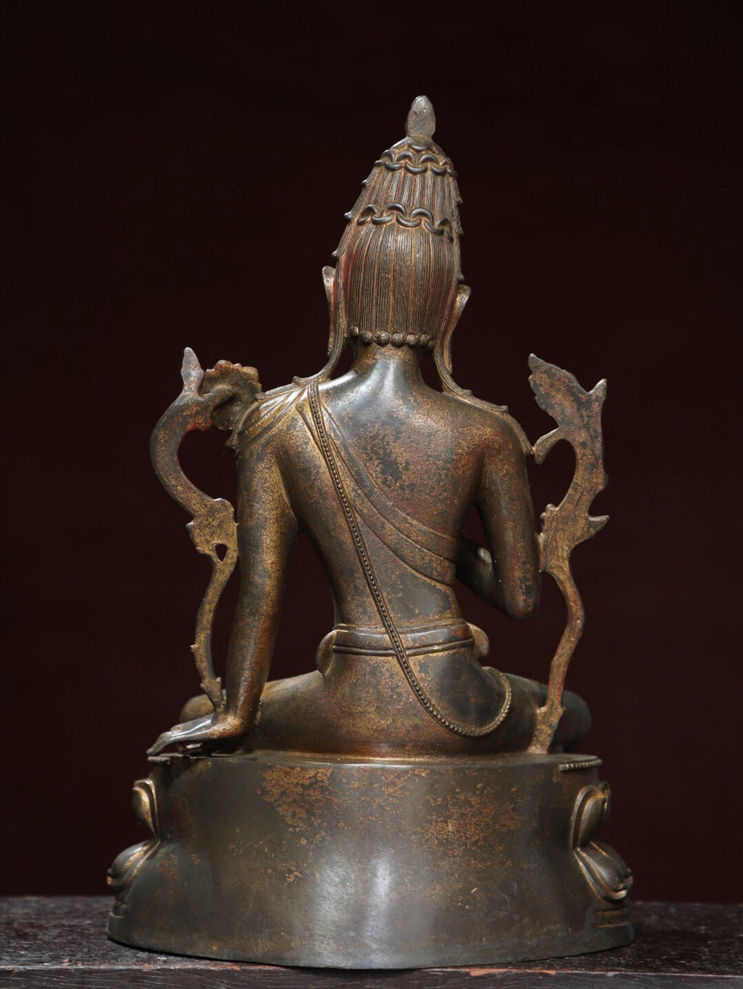 Chinese antique pure copper statue of 'Green Tara'