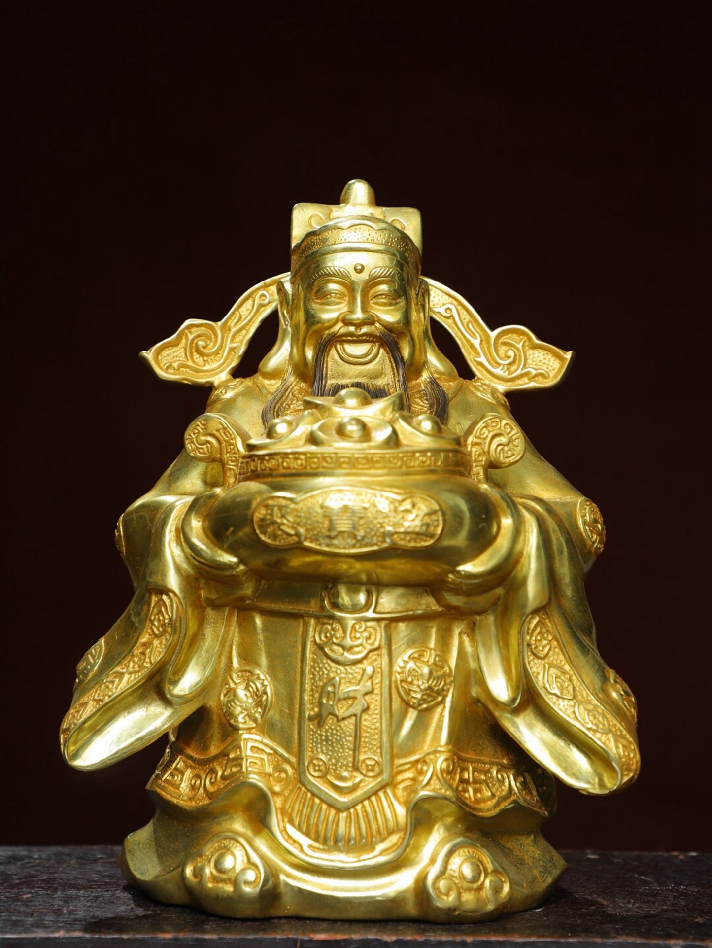 Chinese antique pure copper statue of the God of Wealth