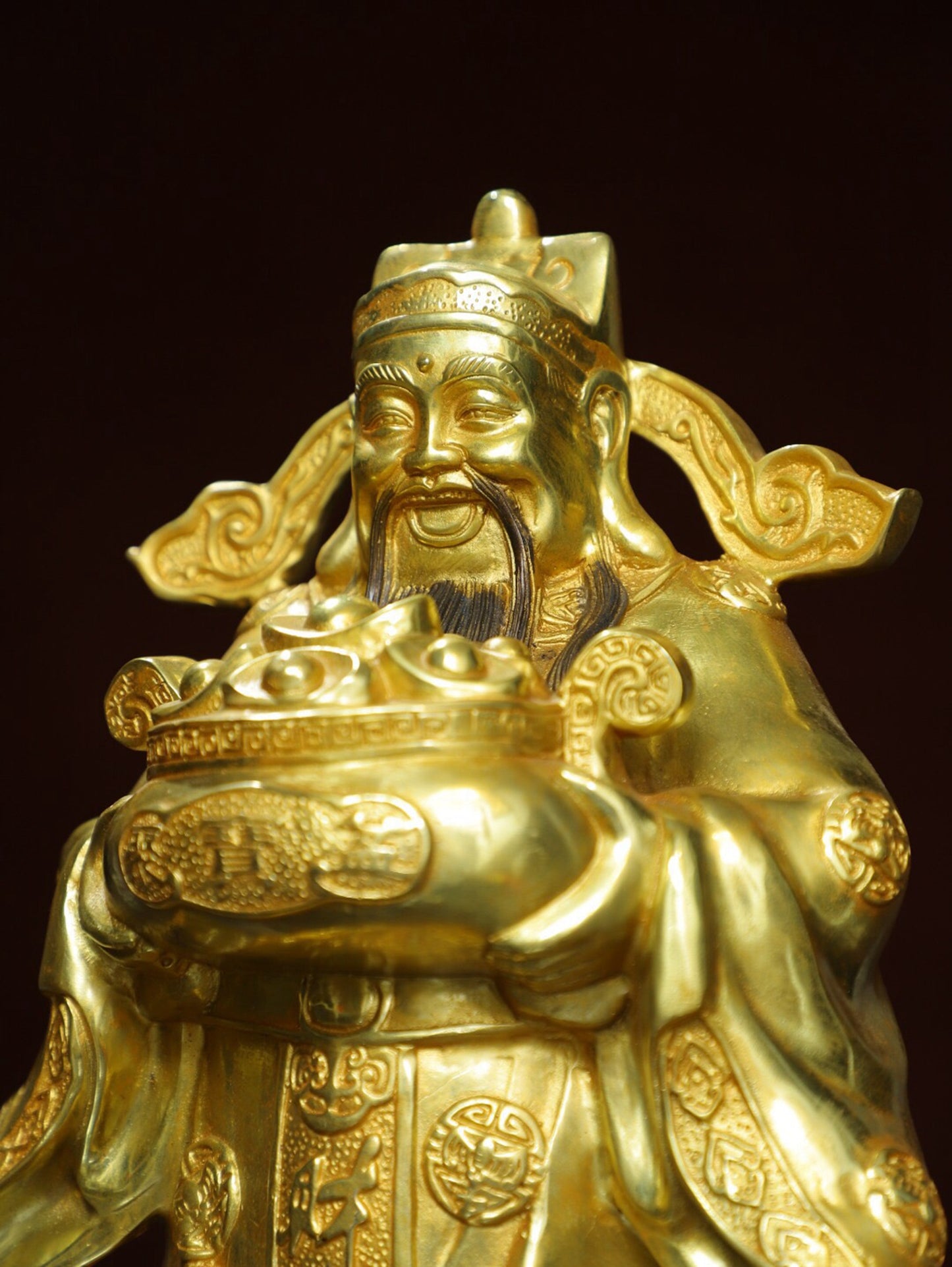 Chinese antique pure copper statue of the God of Wealth
