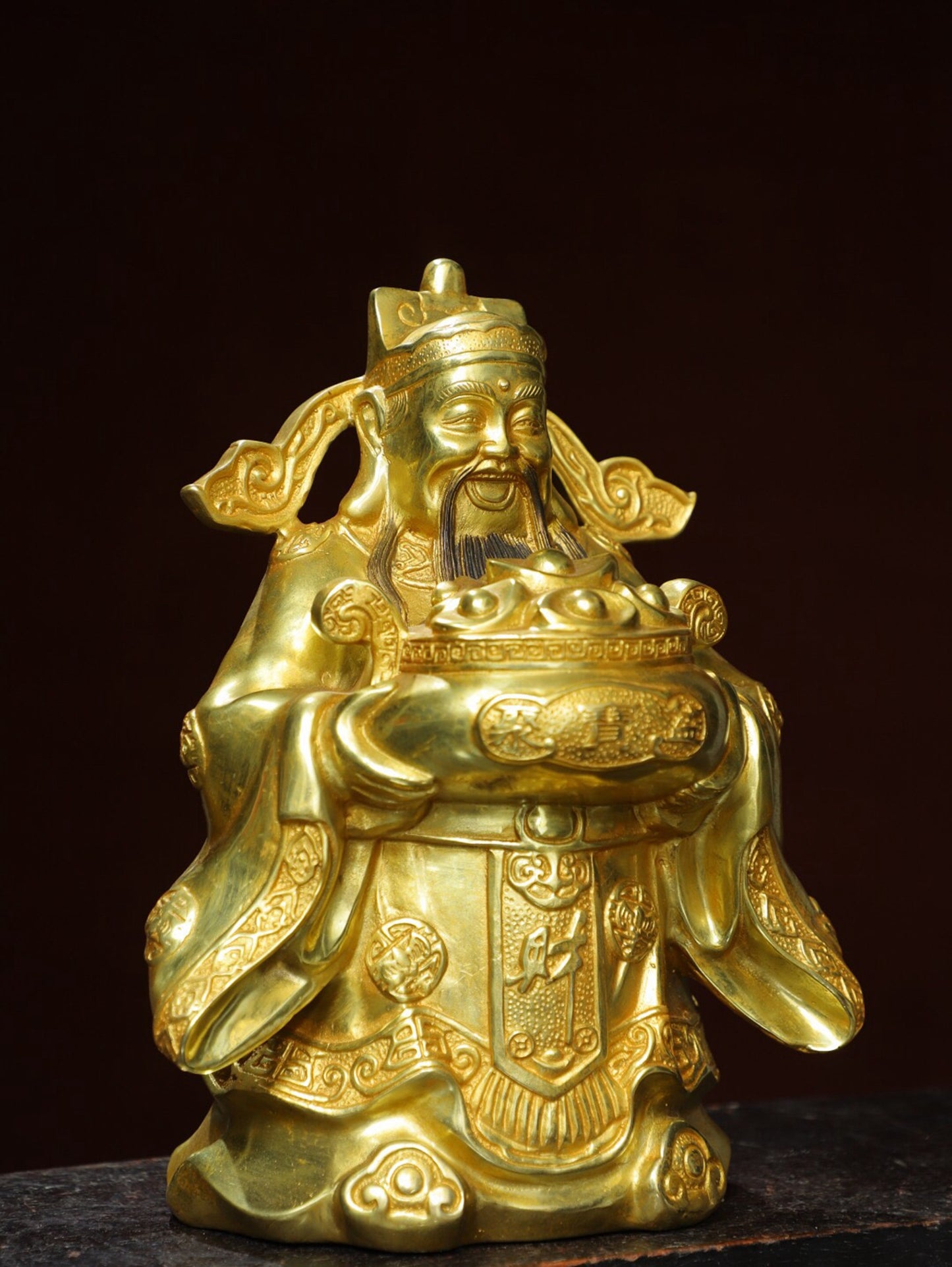 Chinese antique pure copper statue of the God of Wealth