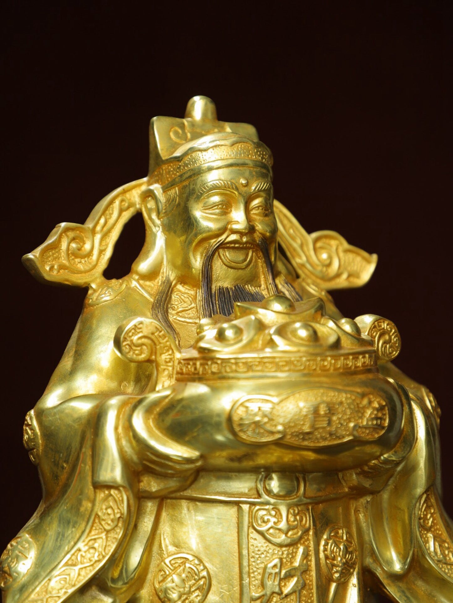 Chinese antique pure copper statue of the God of Wealth