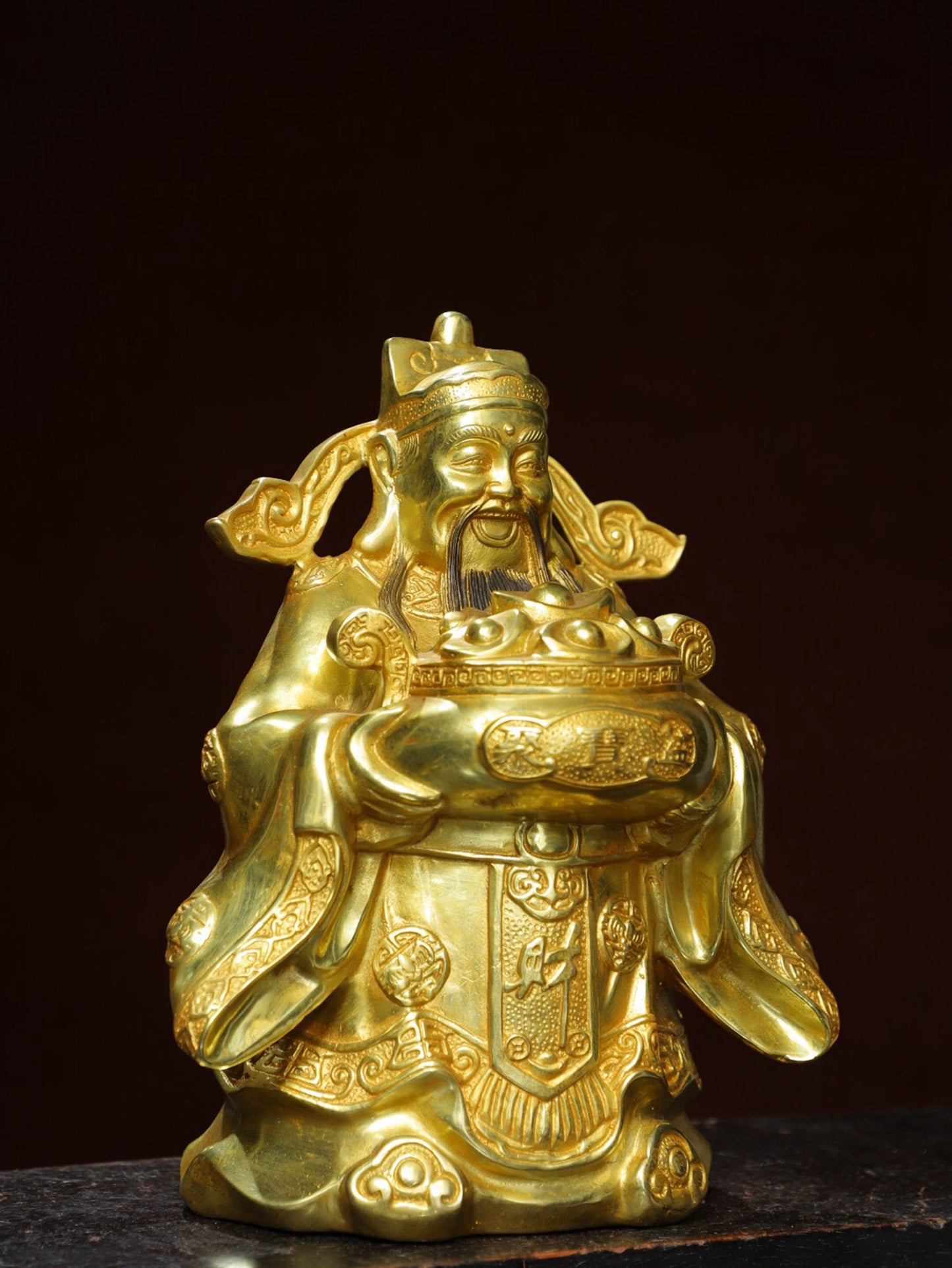 Chinese antique pure copper statue of the God of Wealth