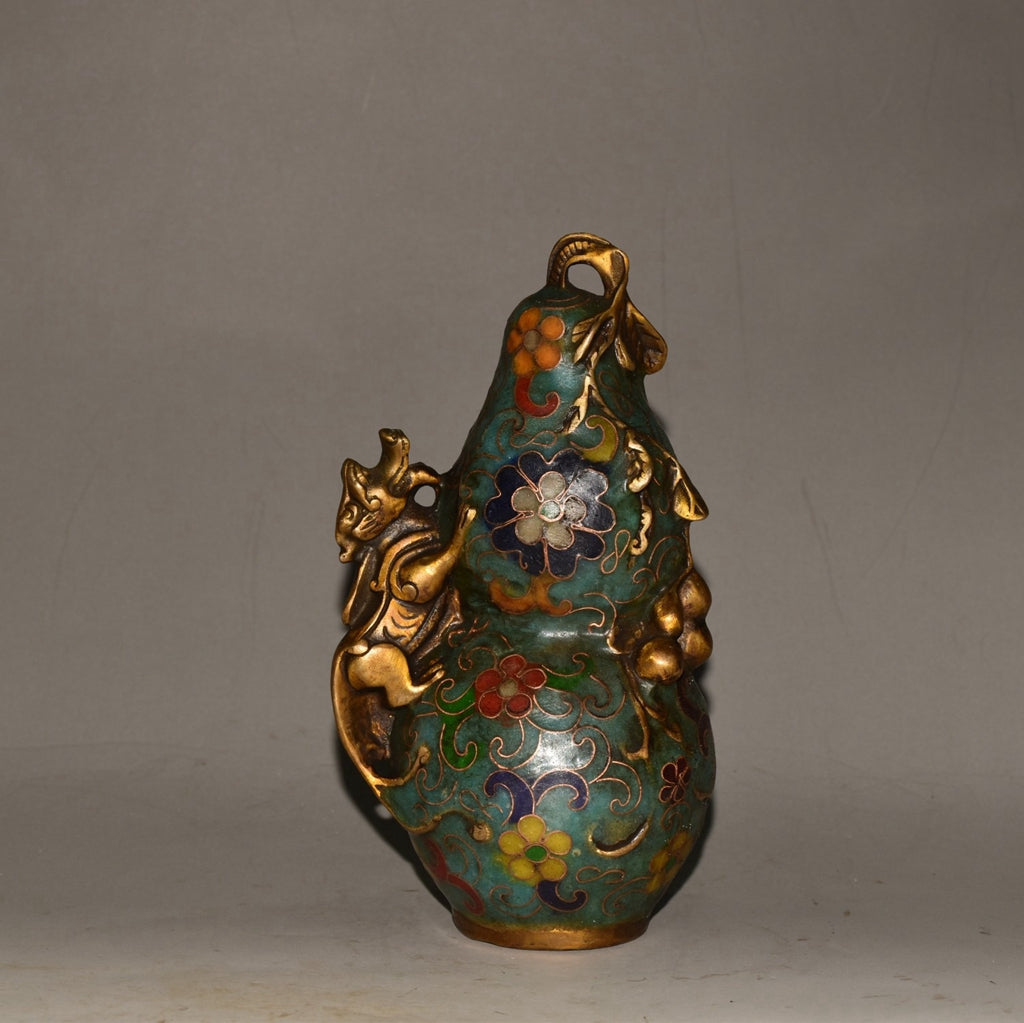 Pure copper cloisonn é twisted silk auspicious beast gourd ornament
