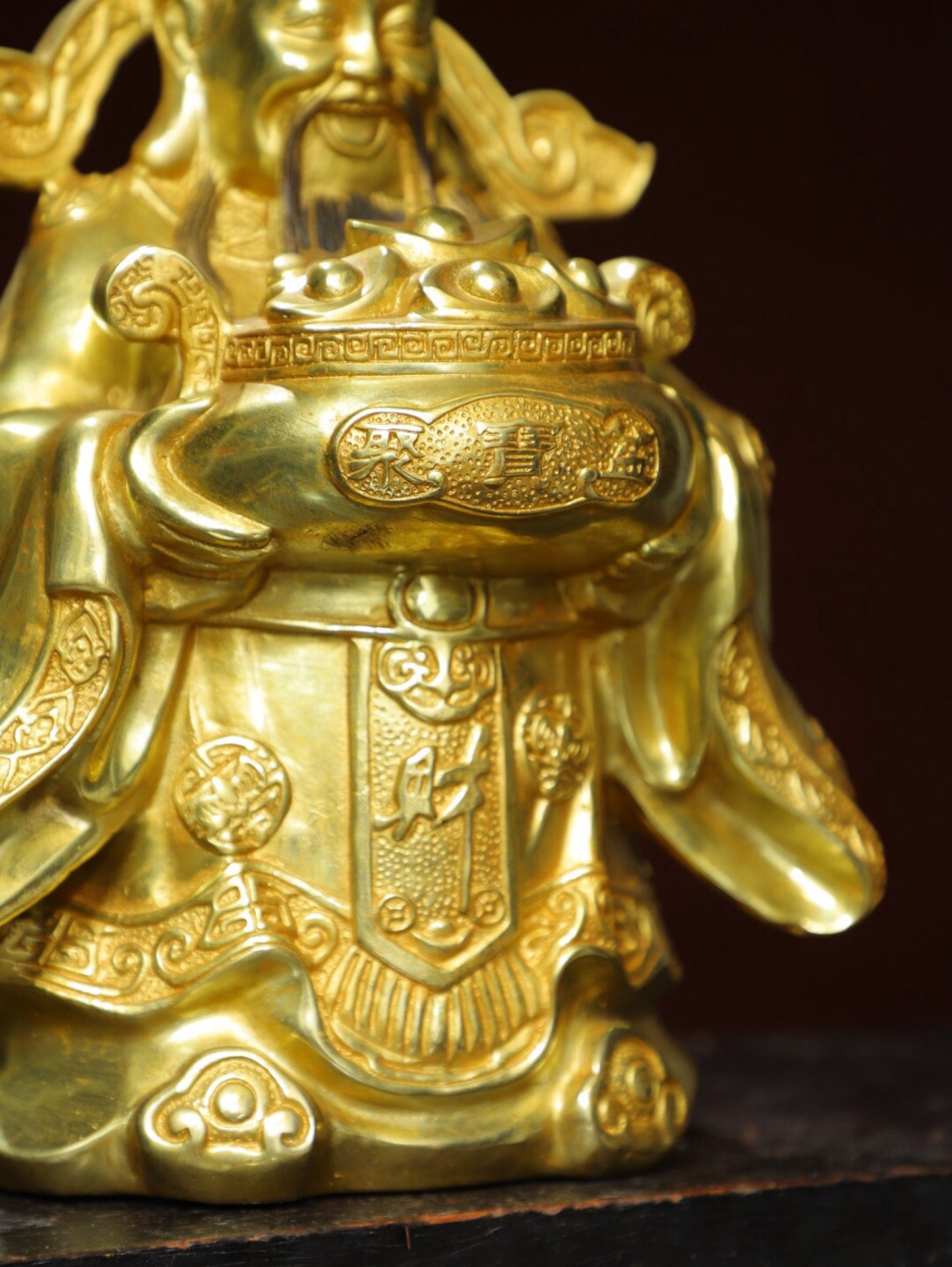 Chinese antique pure copper statue of the God of Wealth
