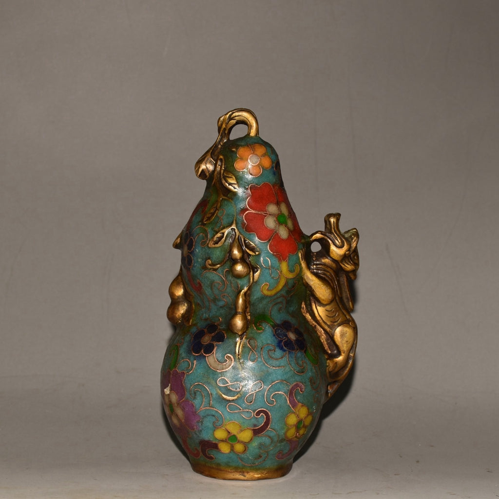Pure copper cloisonn é twisted silk auspicious beast gourd ornament