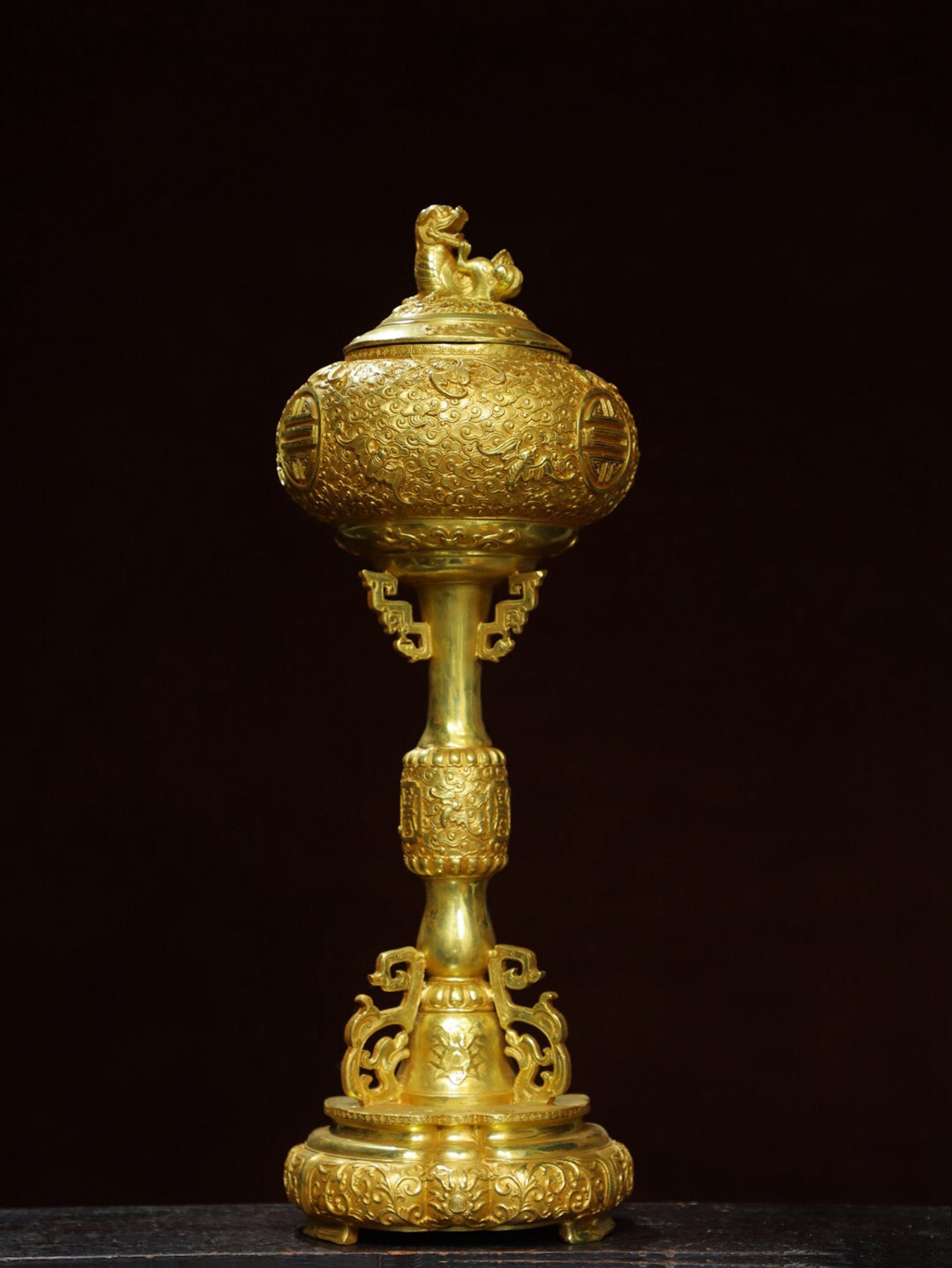 Chinese antique pure copper [lion lid] aromatherapy stove
