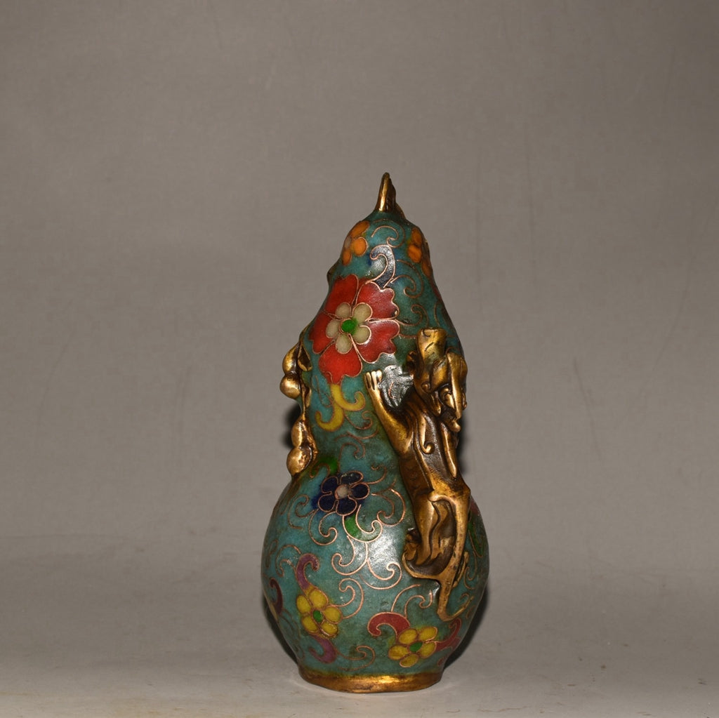 Pure copper cloisonn é twisted silk auspicious beast gourd ornament