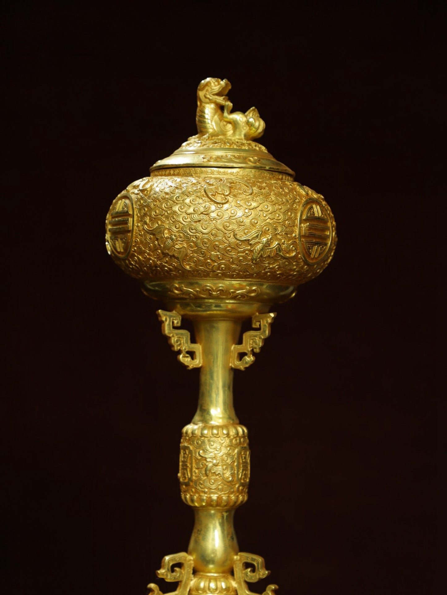 Chinese antique pure copper [lion lid] aromatherapy stove
