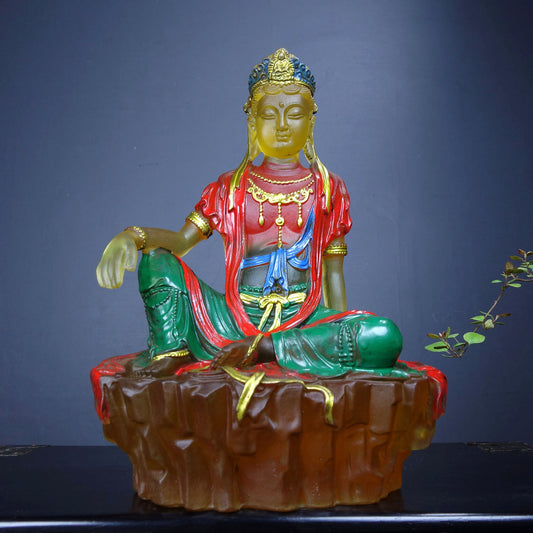Chinese antique glass Buddha statue of Guanyin Bodhisattva