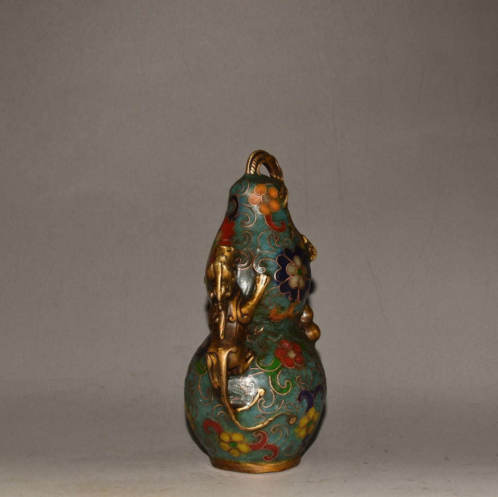 Pure copper cloisonn é twisted silk auspicious beast gourd ornament