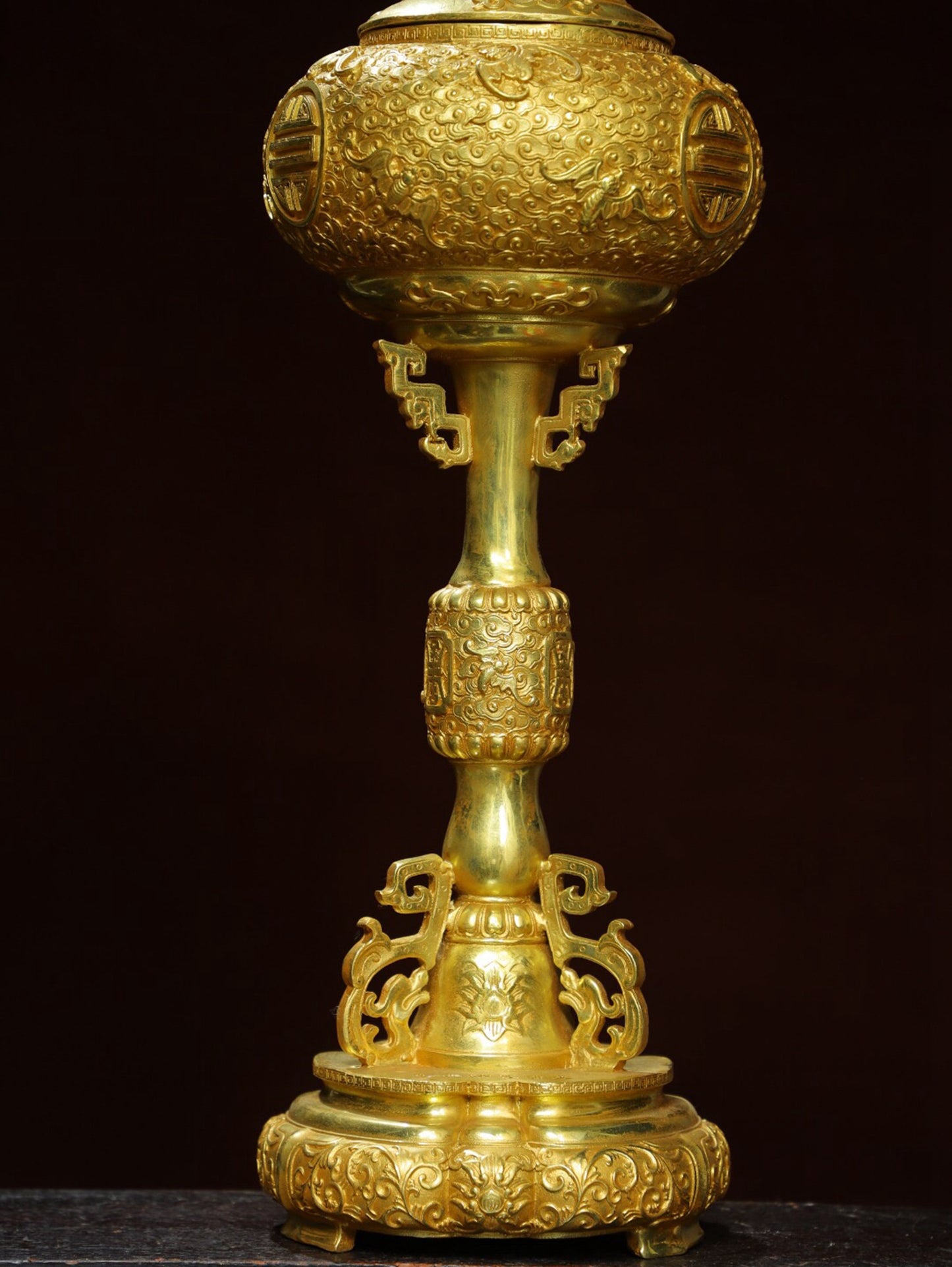 Chinese antique pure copper [lion lid] aromatherapy stove
