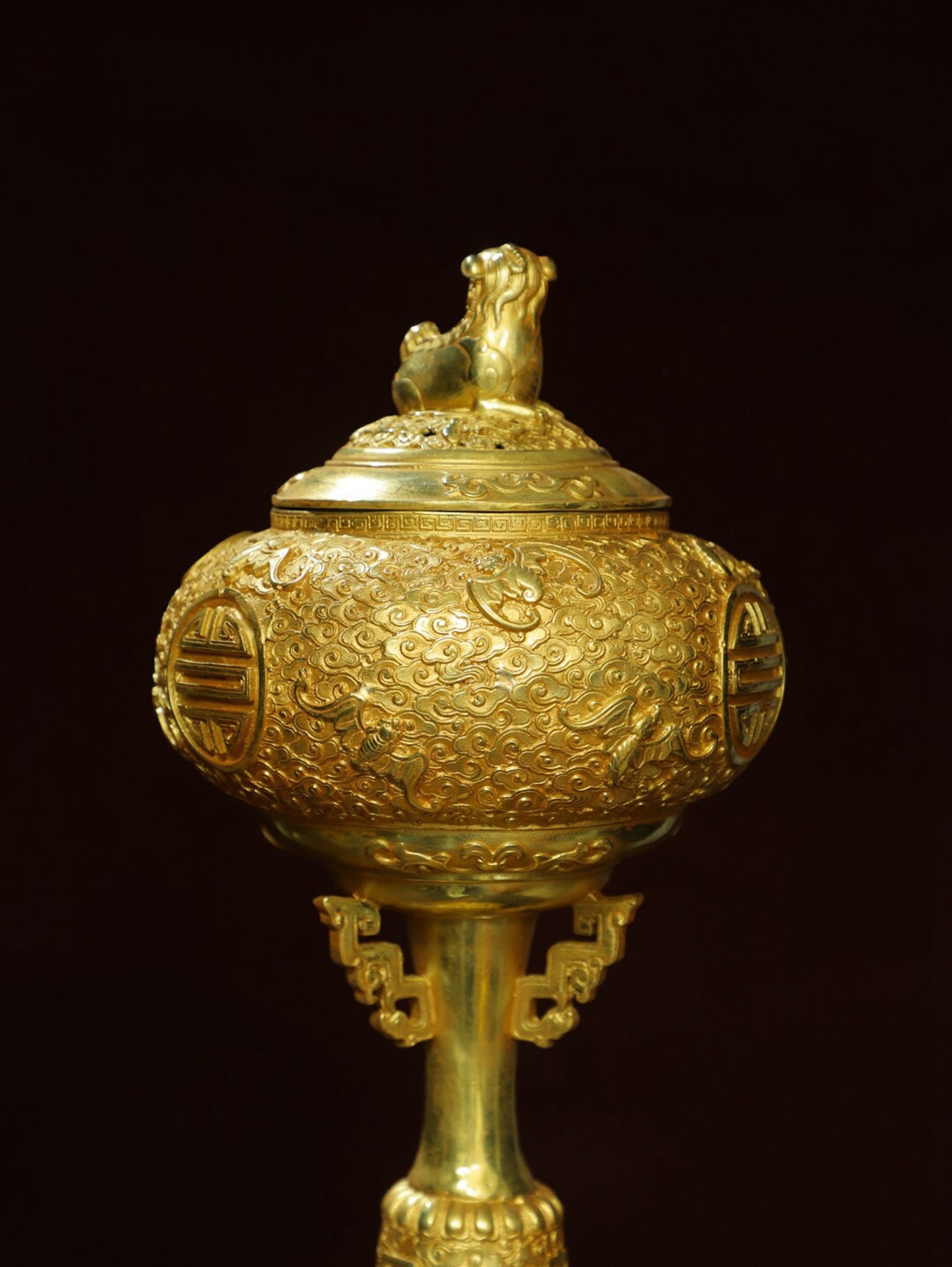 Chinese antique pure copper [lion lid] aromatherapy stove