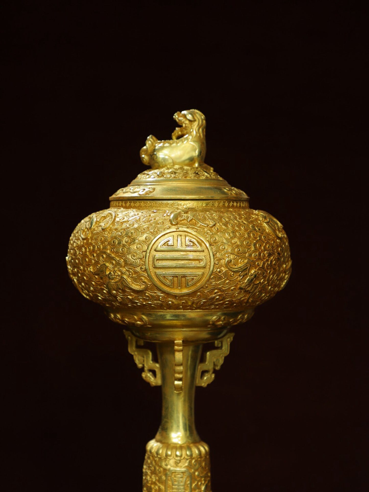 Chinese antique pure copper [lion lid] aromatherapy stove
