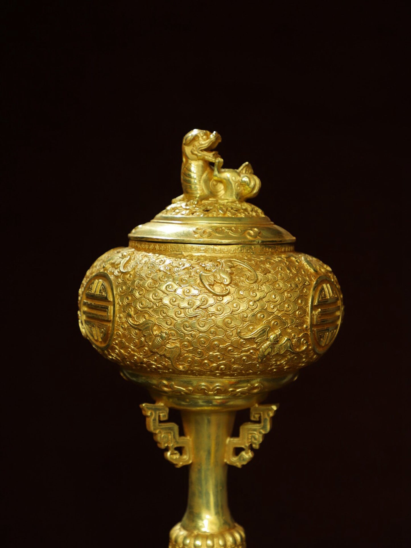 Chinese antique pure copper [lion lid] aromatherapy stove