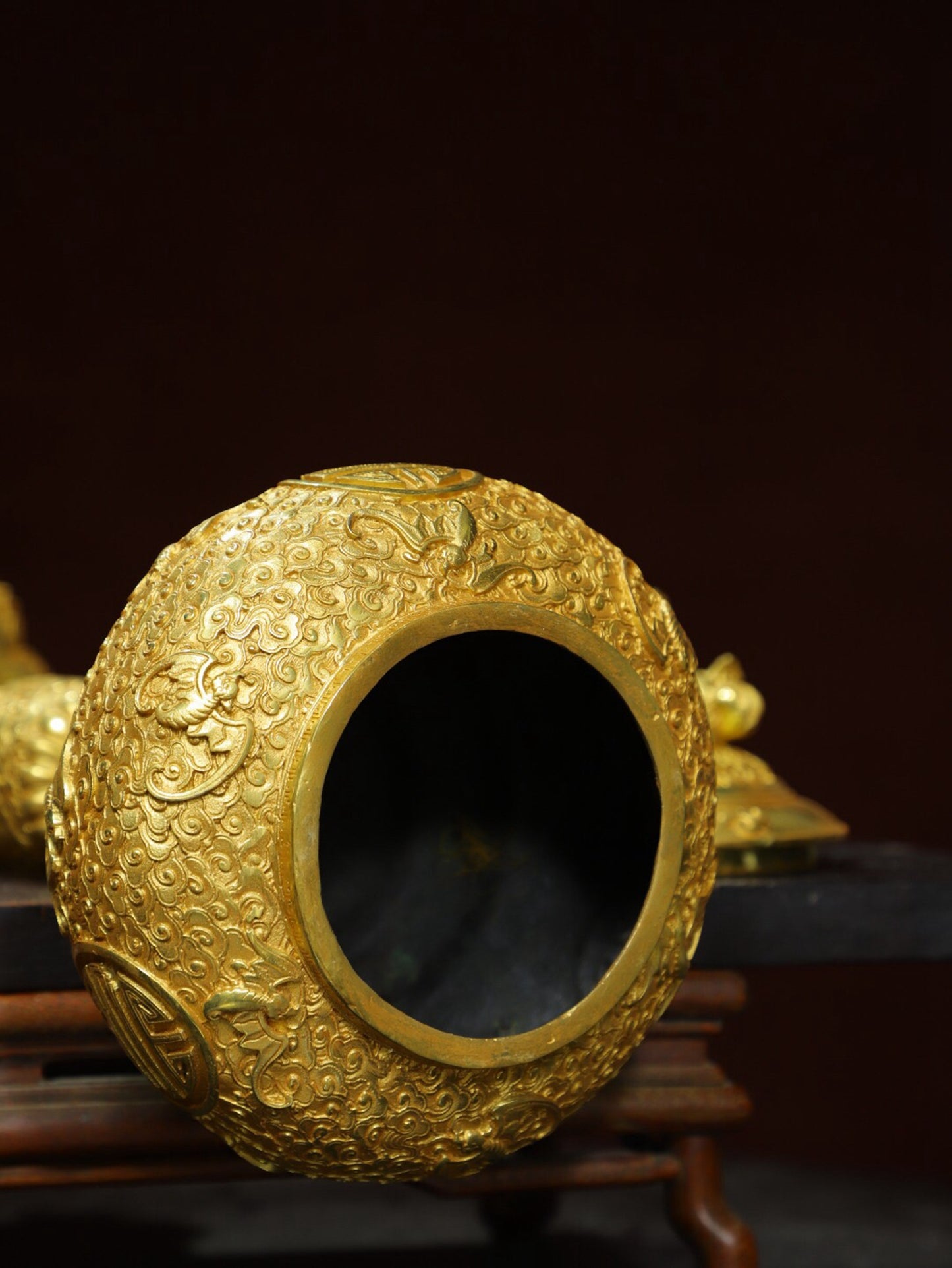 Chinese antique pure copper [lion lid] aromatherapy stove