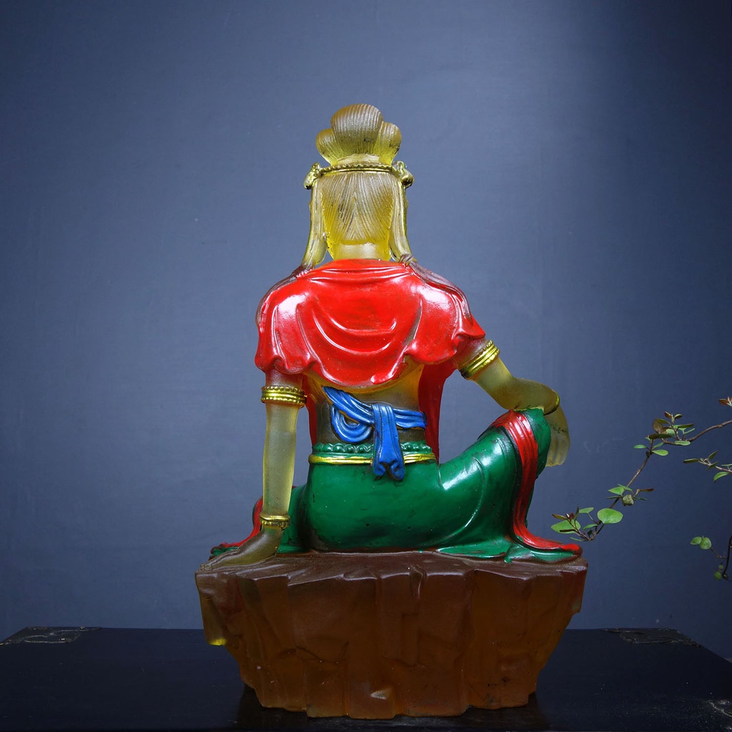 Chinese antique glass Buddha statue of Guanyin Bodhisattva