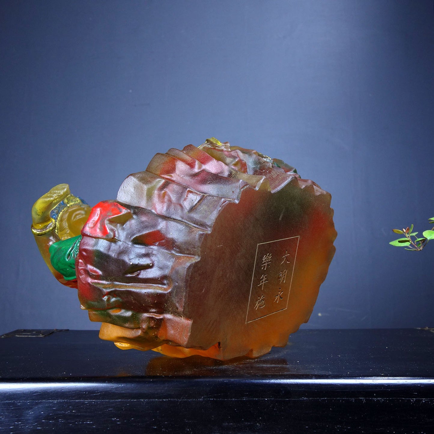 Chinese antique glass Buddha statue of Guanyin Bodhisattva
