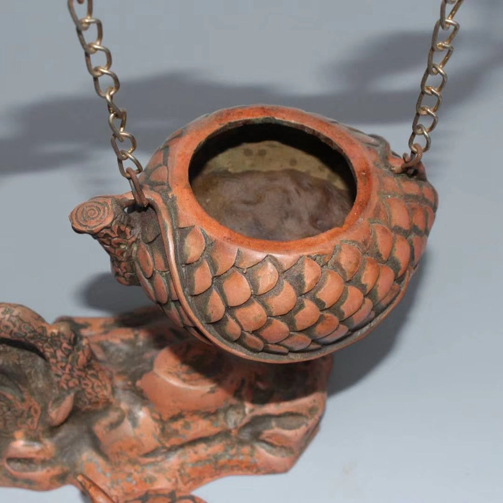 Pure copper imitation purple copper pine tree squirrel hanging incense burner ornament