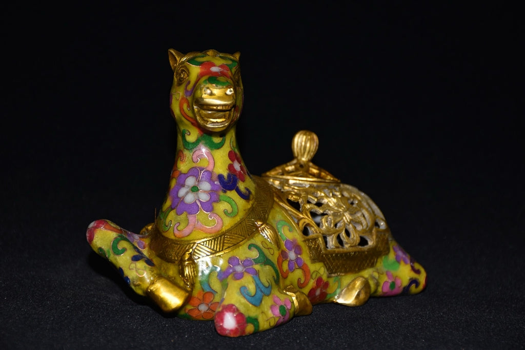 Pure copper cloisonn é zodiac horse incense burner ornament