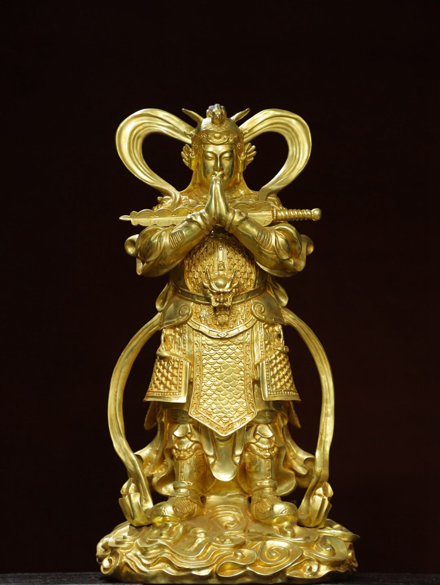 Chinese antique pure copper [Weituo] statue