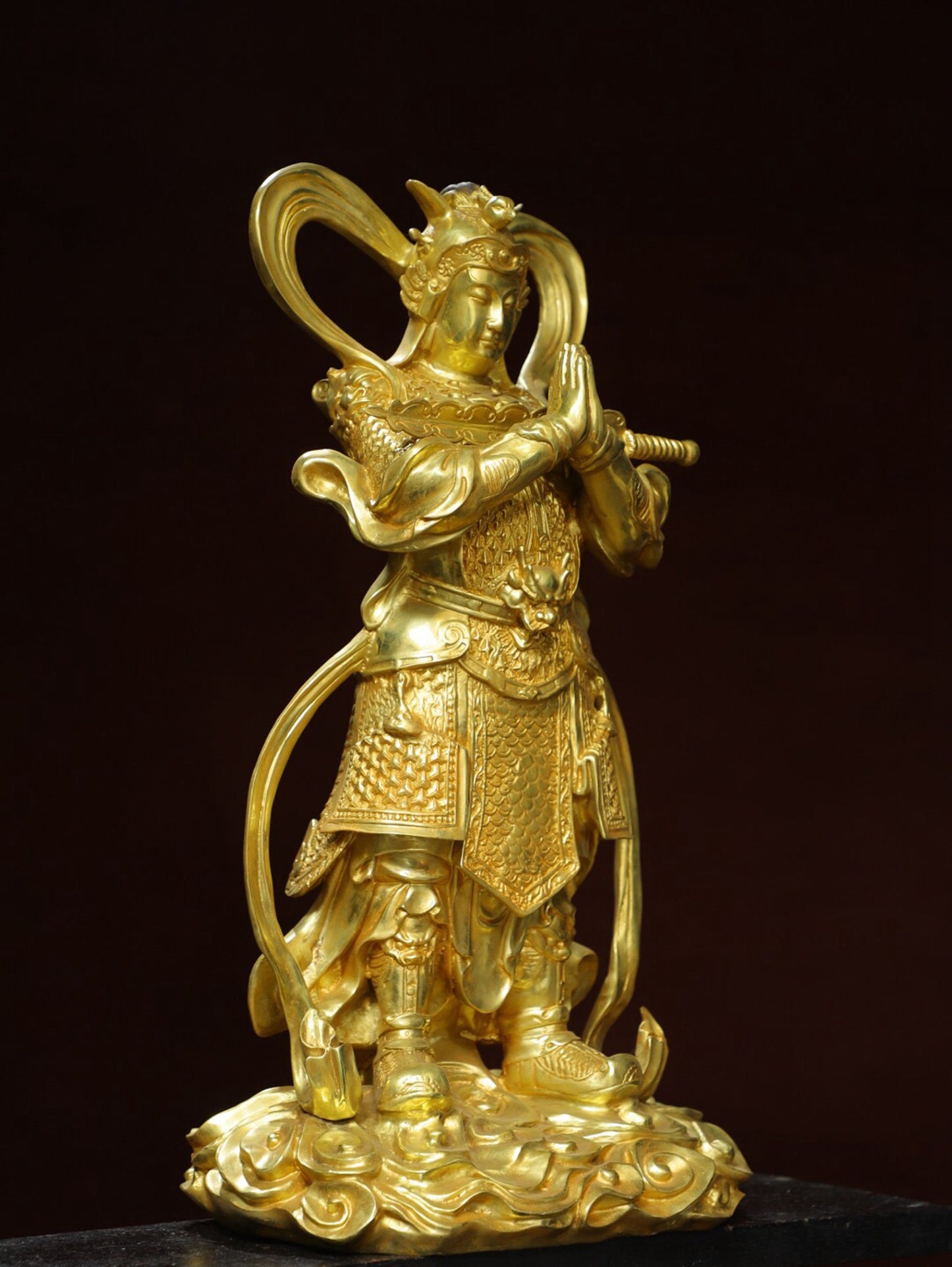 Chinese antique pure copper [Weituo] statue