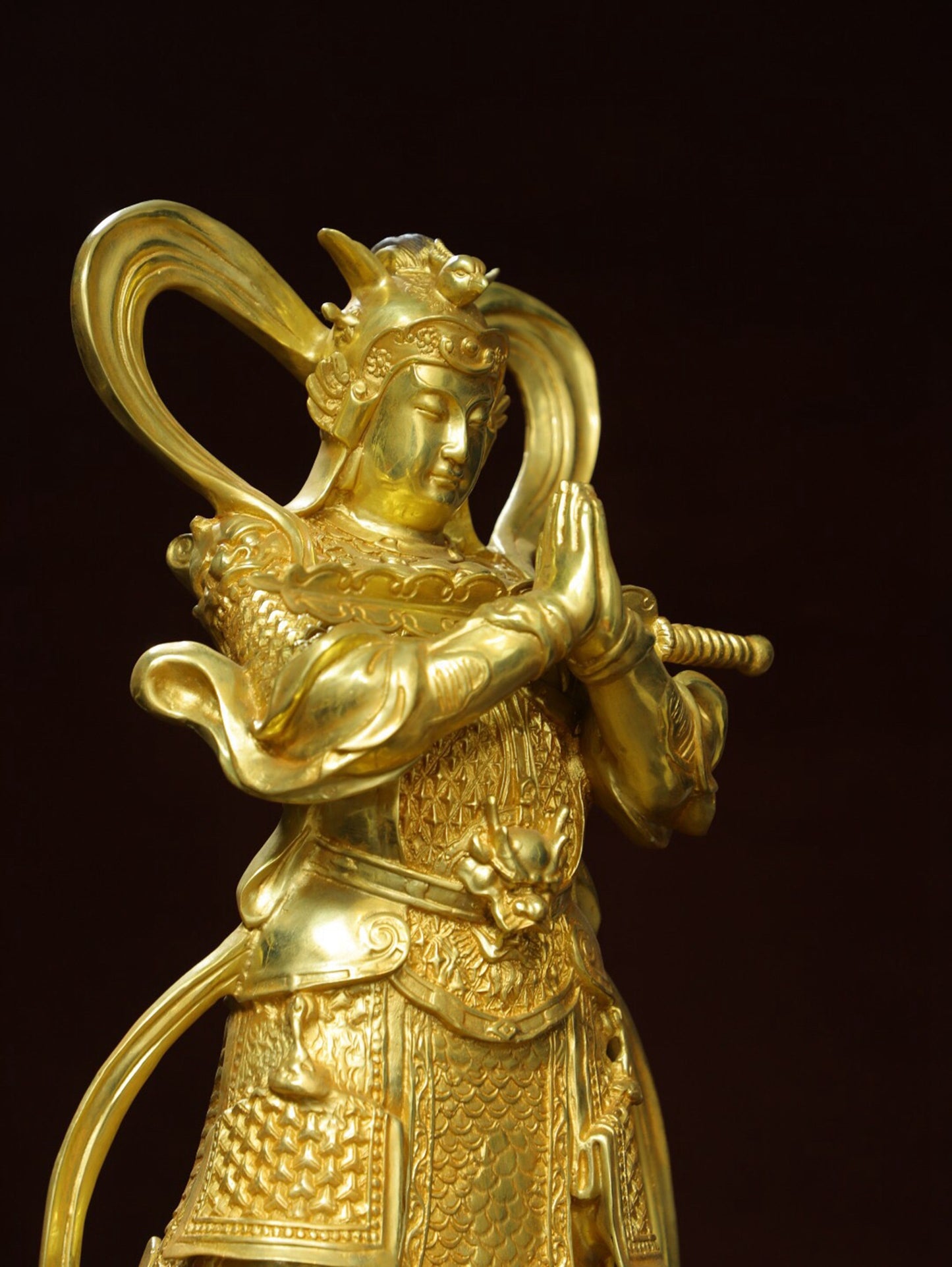 Chinese antique pure copper [Weituo] statue