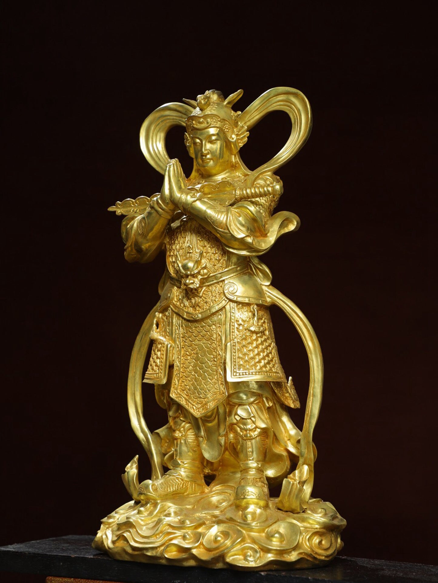 Chinese antique pure copper [Weituo] statue
