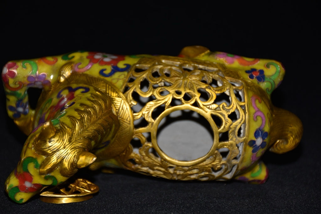 Pure copper cloisonn é zodiac horse incense burner ornament