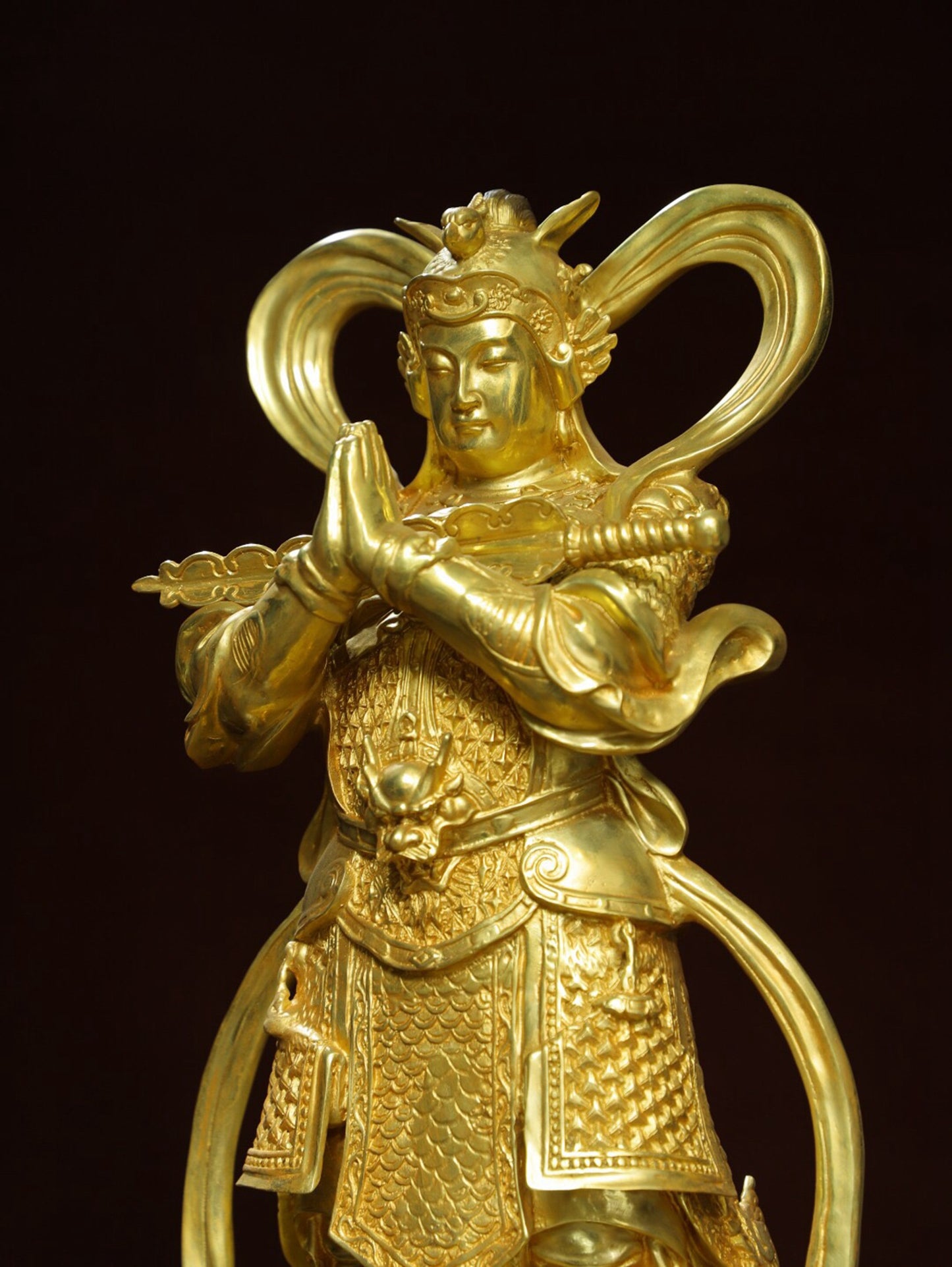 Chinese antique pure copper [Weituo] statue